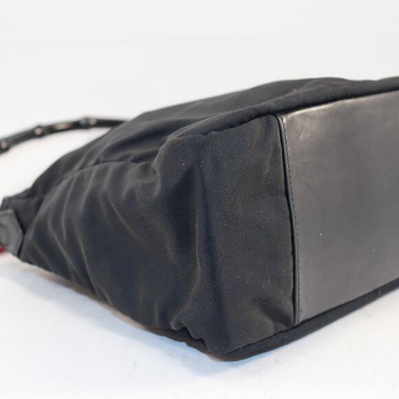 Vintage Gucci Nylon Bamboo Handle Black Shoulder Bag Italy Made Style 000.0582 - Picture 6 of 10